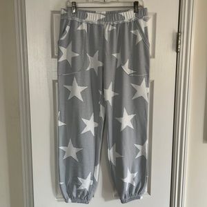 Altered Altar’d State Star Joggers Pull-on Soft Lounge Pants Light Gray/Blue L